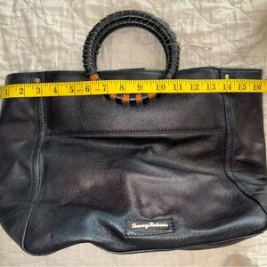 Tommy Bahama leather Black Tote bag
